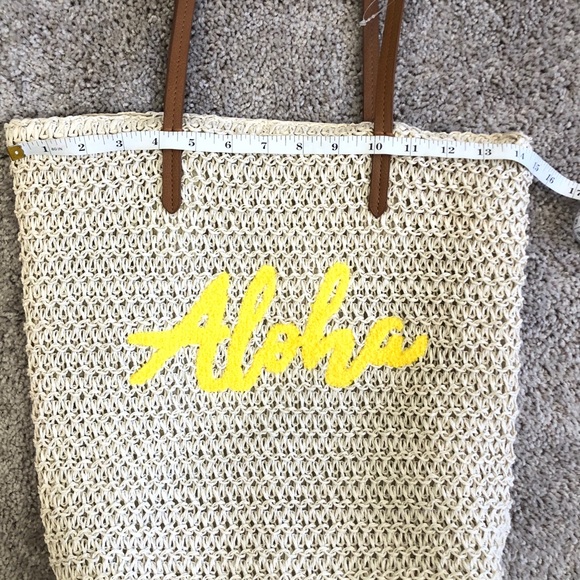 Aloha Woven Raffia Tote Bag - Picture 9 of 11